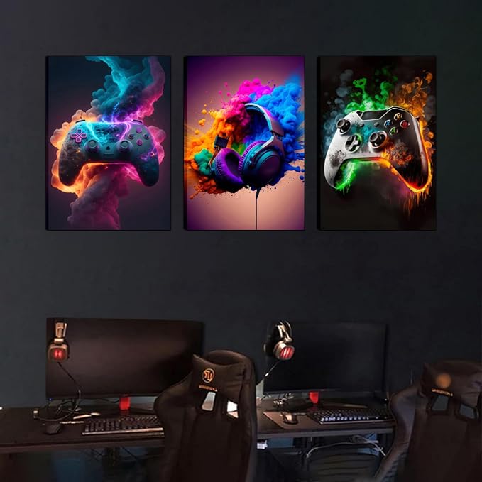 BGFCE Gaming Room Decor Canvas Wall Art Set of 3 - Image 9