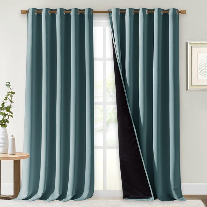 NICETOWN Full Shading Curtains for Windows, Super Heavy-Duty Black Lined by NICETOWN