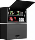 Garage Wall Cabinet with Flip-Up Door and Shelf, Lockable Metal Storage Cabinet by BIZOEIRON
