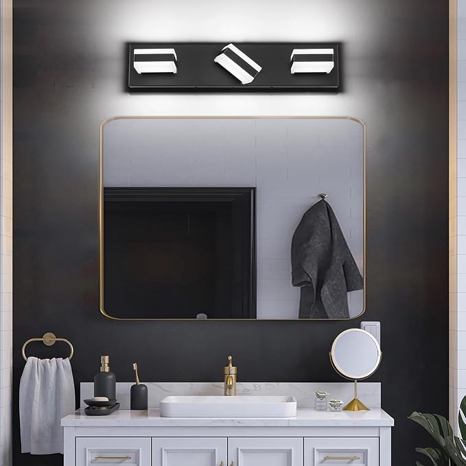 SOLFART LED Dimmable Black Vanity Light Over Mirror, 3 Lights Bathroom Light - Image 7