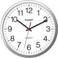 Sharp Wall Clock – Silver, Silent Non Ticking 14 Inch Quality Quartz Battery by SHARP