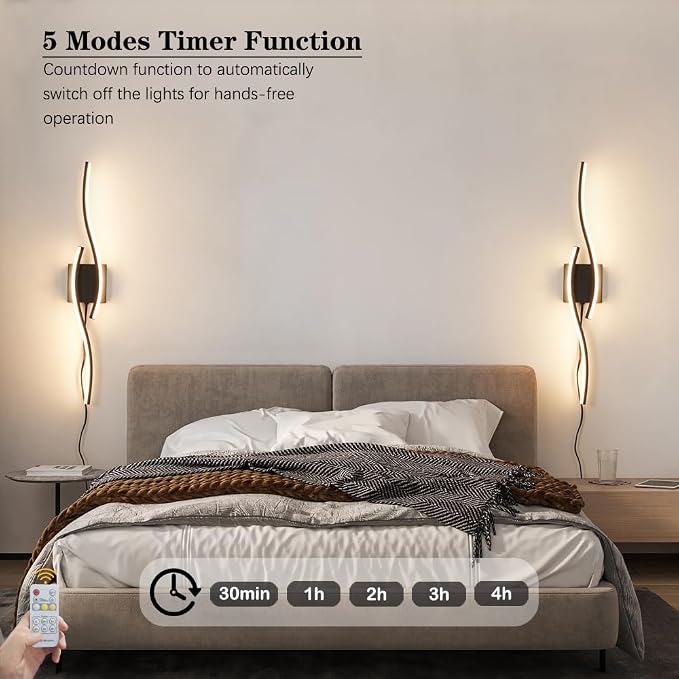 Plug in Wall Sconces Set of 2, Modern Plug in Sconce - Image 7