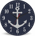 Mxocom Anchor Wall Clock Boat Anchor Marine Navigation Blue 10 Inch Silent Non by Mxocom