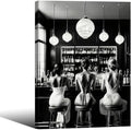 Vintage Black and White Framed Wall Art Trendy Women Drink Cocktail Posters by FuSatisYilife