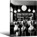 Vintage Black and White Framed Wall Art Trendy Women Drink Cocktail Posters by FuSatisYilife
