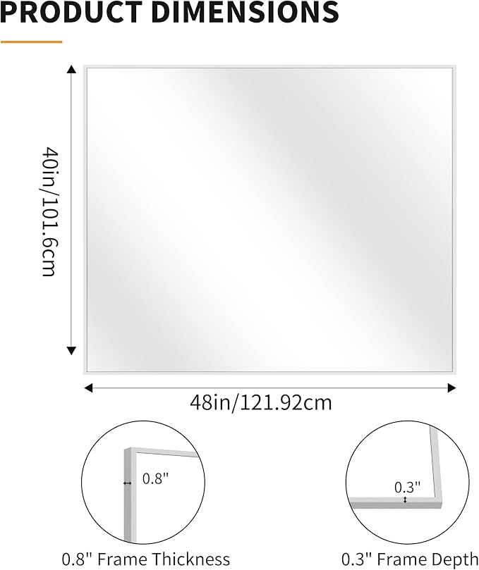 KOCUUY Silver Framed Mirror, HD Tempered Glass, Anti-Rust Brushed Silver Frame - Image 10