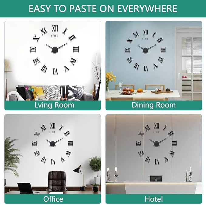 Extra Large Digital Wall Clock Decorative Battery Operated, Minimalist - Image 3