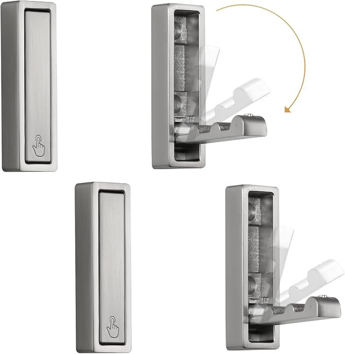 Folding Wall Hook, Heavy Duty Zinc Alloy No Rust Fold Up Hooks - Image 2
