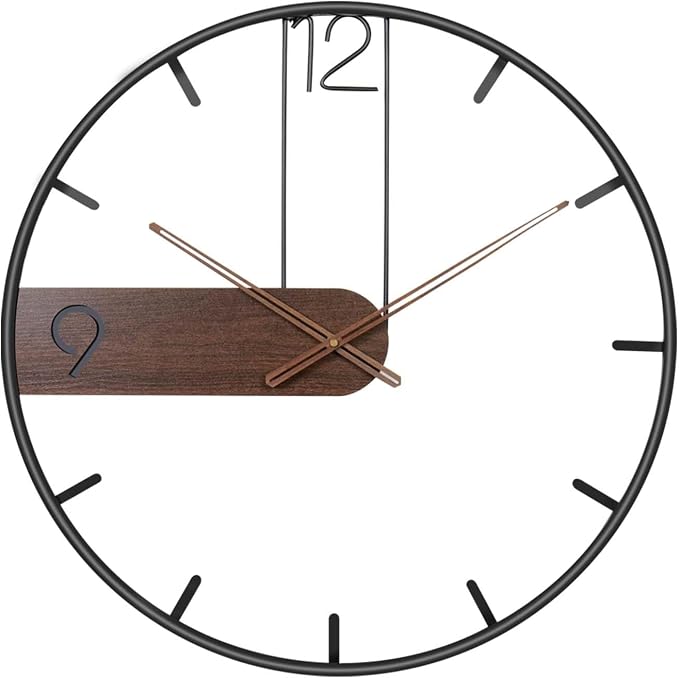 Cuspin 30 Inch Large Wall Clock, Modern Wood Metal Frame Silent Non Ticking - Image 7