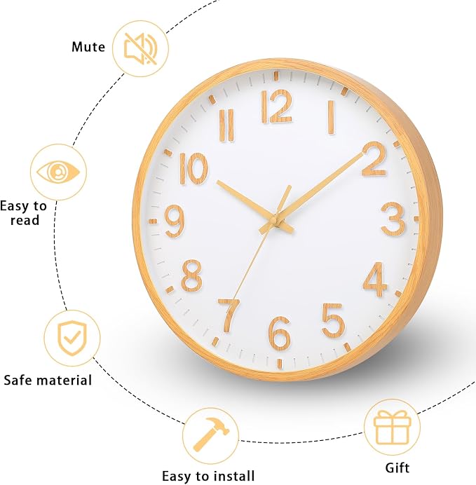 Wall Clocks Battery Operated 8 inch Modern Wall Clock, Silent Non Ticking Wall - Image 4
