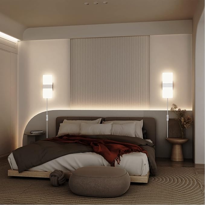 KICAAO Wall Sconces Set of Two, Modern Wall Sconce Plug in 10W 6000K Cool White - Image 7