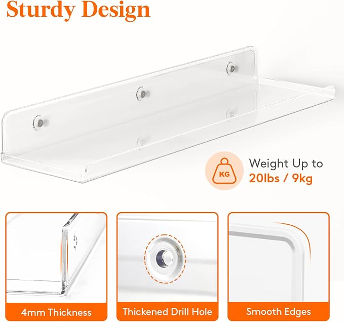 Lifewit Floating Shelves for Bathroom, Acrylic Wall Organizer for Perfume - Image 3