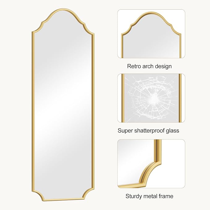 WallBeyond Arched Full Length Mirror Wall Mounted, Living Room, Hanging or - Image 5
