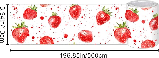 HOMETITUTE Wallpaper Border Peel and Stick Wall Border Strawberry Fruit Theme - Image 3