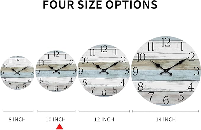 Wall Clock, 10 Inch Silent Non Ticking Wall Clocks Battery Operated, Rustic - Image 2