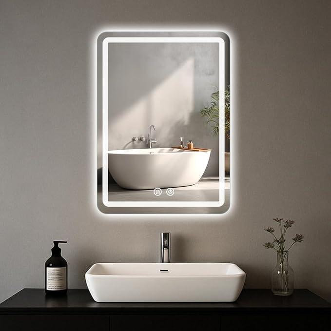 LED Bathroom Mirror, 16 x 24 Inch Anti-Fog Bathroom Mirror by WarmLove