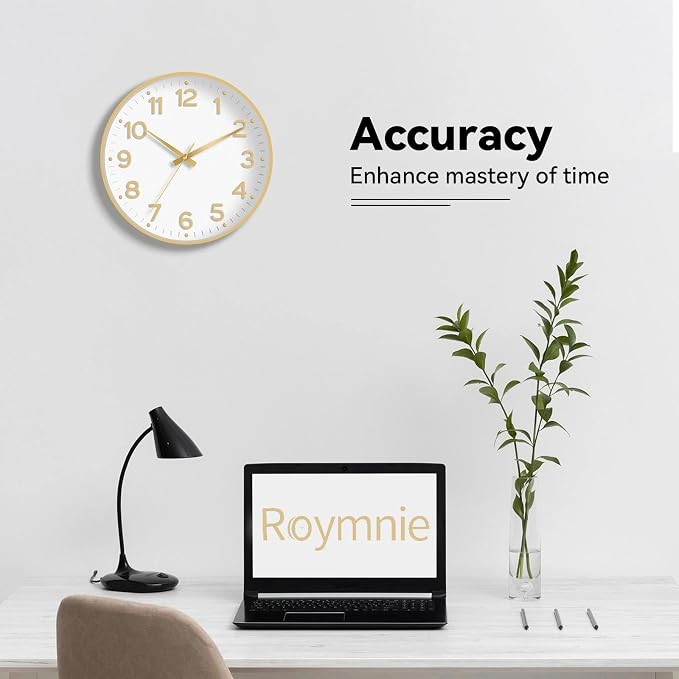Roymnie Wall Clock 12 Inch Silent Wall Clocks Battery Operated-Modern Non - Image 7