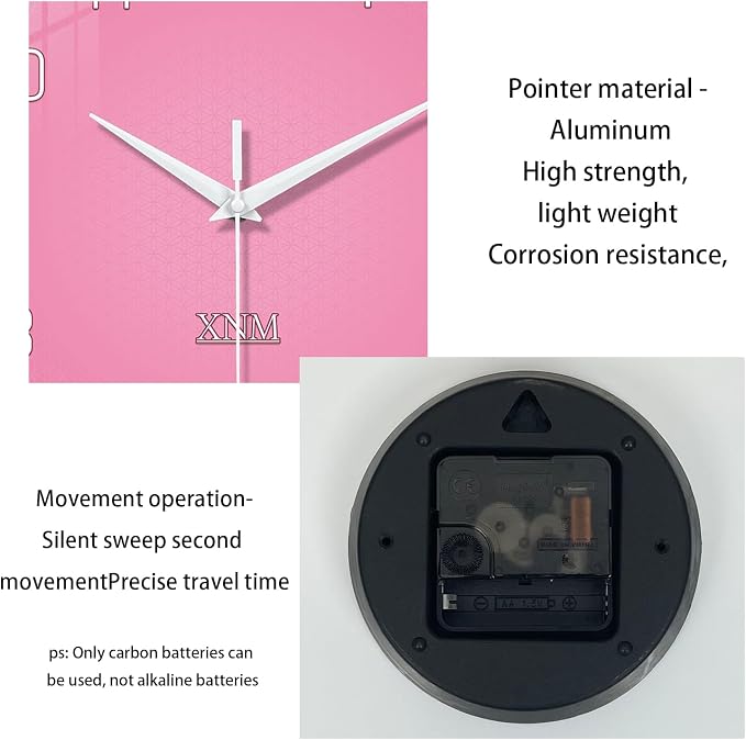 XNM Round Small Wall Clocks Battery Operated 12 Inch Pink Wall Clock - Image 7
