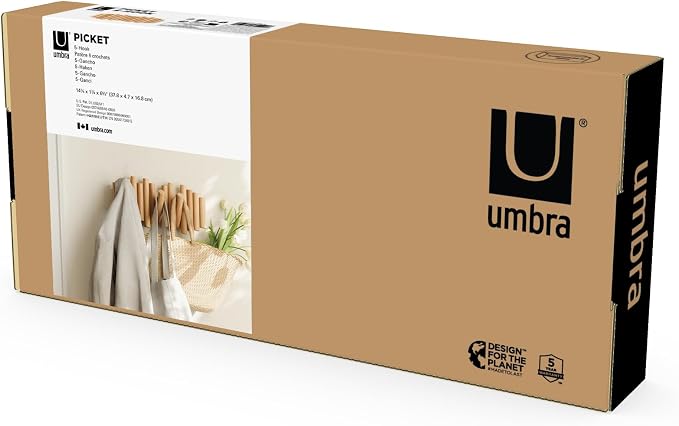 Umbra Picket Wall-Mounted Coat Rack Rail Hook - Image 9