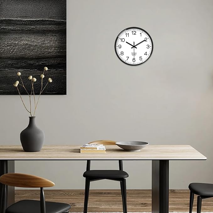 XNM Decorative Wall Clocks Battery Operated 14 Inch White Classic Wall Clock - Image 4