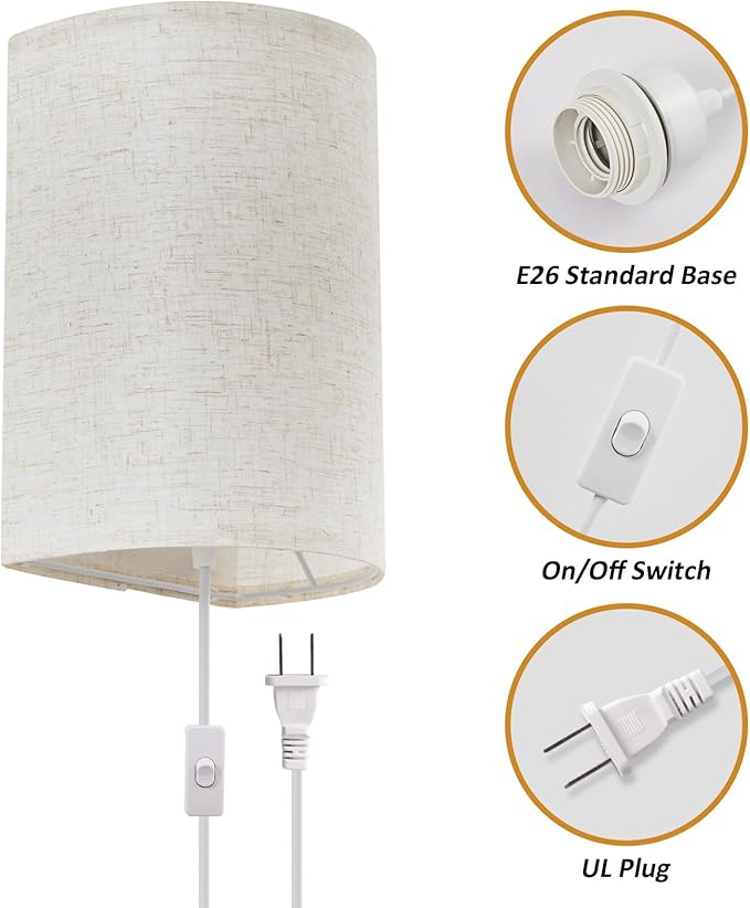 Plug in Wall Sconce, 3 Colors Wall Sconces Set of Two, Industrial Plug in Wall - Image 3