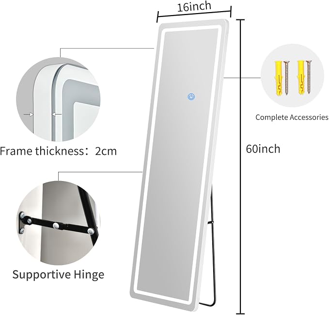 Full Length Mirror with LED Lights, LED Mirrors Full Length Floor Mirror Full - Image 2
