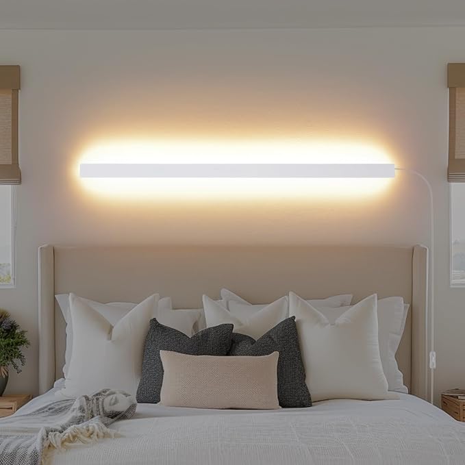 KELUOLY Modern Plug in Long Wall Sconce, 39.3" White Matte LED Wall Lights by KELUOLY
