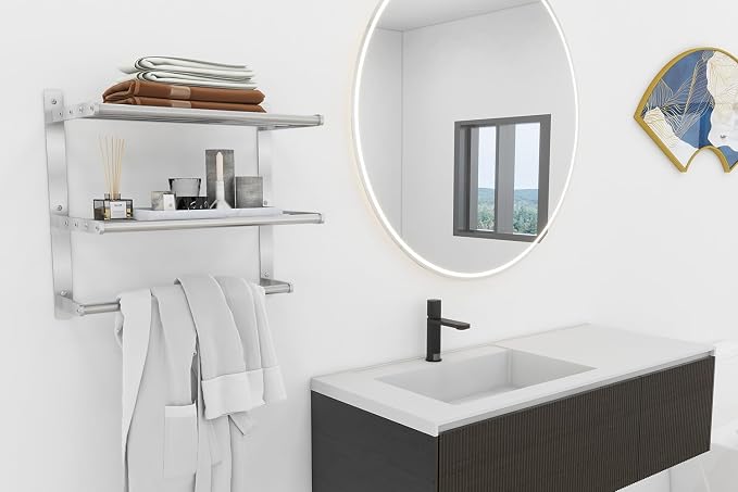 BETHOM Towel Shelf for Bathroom Wall Mounted, 3-Tier Hotel Style Towel Rack - Image 4