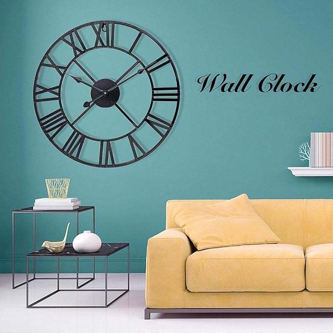 Antique Tower 24 inch Large Roman Numeral Wall Clock, Indoor Outdoor Patio - Image 5