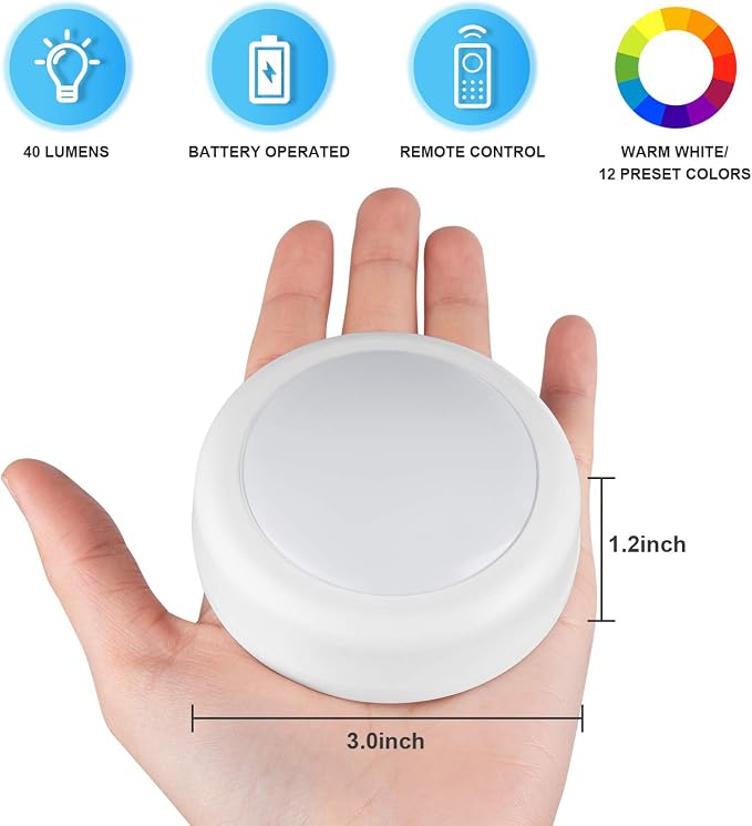 BLS LED Puck Lights with Remote Control, Wireless Under Cabinet & Closet - Image 3