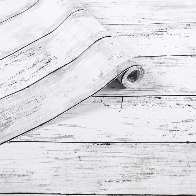 Arthome 23.6 x 200 inches White Gray, Peel and Stick Wallpaper, Wood Contact by ArthomeWALLDECOR