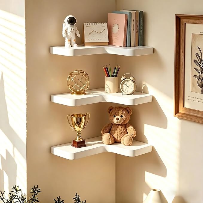 Floating Corner Shelves, Wall Shelf Set of 3, Shelves - Image 8