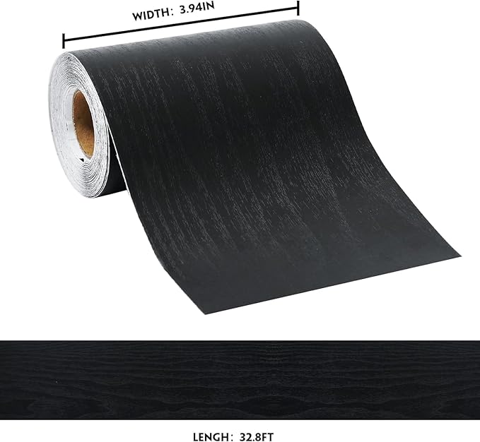 DESOMINOR 32FT Black Border Peel &Stick Black Wood Grain Wallpaper Border - Image 6