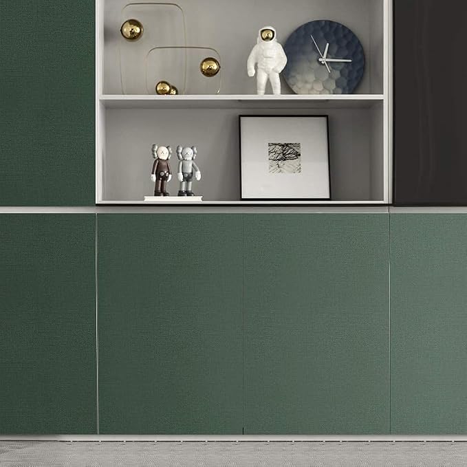 TANONE Dark Green Contact Paper Peel and Stick, Grasscloth Wallpaper Self - Image 6