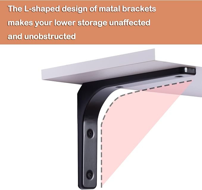 DINZI LVJ Long Wall Shelves, 23.6 Inch Wall Mounted Shelves Set of 2, - Image 9