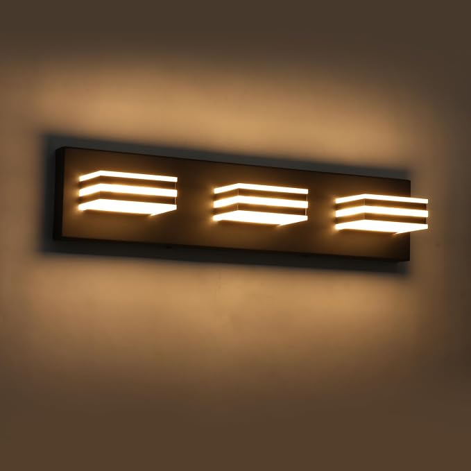 Black Vanity Lights for Bathroom Light Fixtures Adjust 3 Colors Modern Bath - Image 7