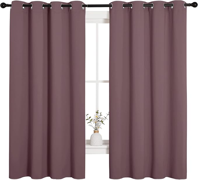 NICETOWN Bedroom Curtain Panels Blackout Draperies, Dry Rose, 1 Pair, 55 by - Image 2