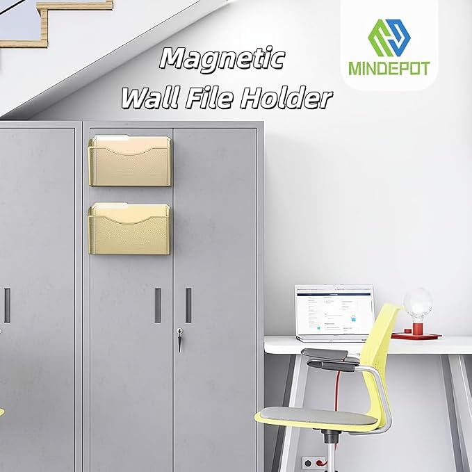 MINDEPOT Magnetic Wall File Organizer, Hanging Wall Mounted File Folder Binder - Image 6