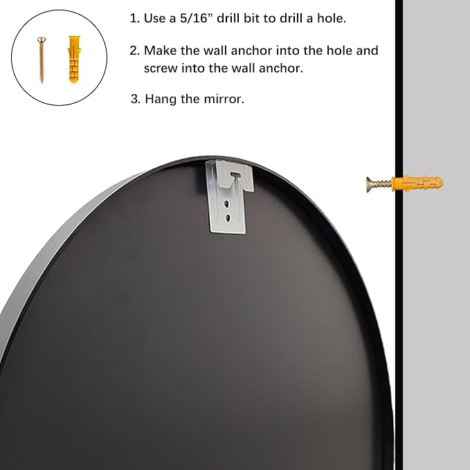 Sunniry Black Round Mirror 24 inch, 2 Pack Black Circle Mirror, Round Bathroom - Image 7