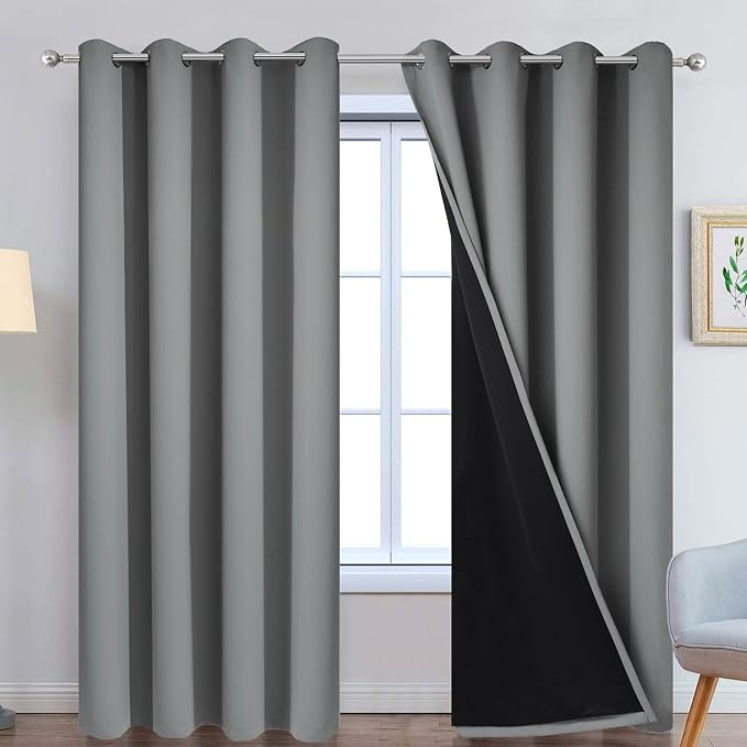 Yakamok 100% Blackout Curtains 90 Inches Long, 2 Thick Layers Heat and Full by Yakamok