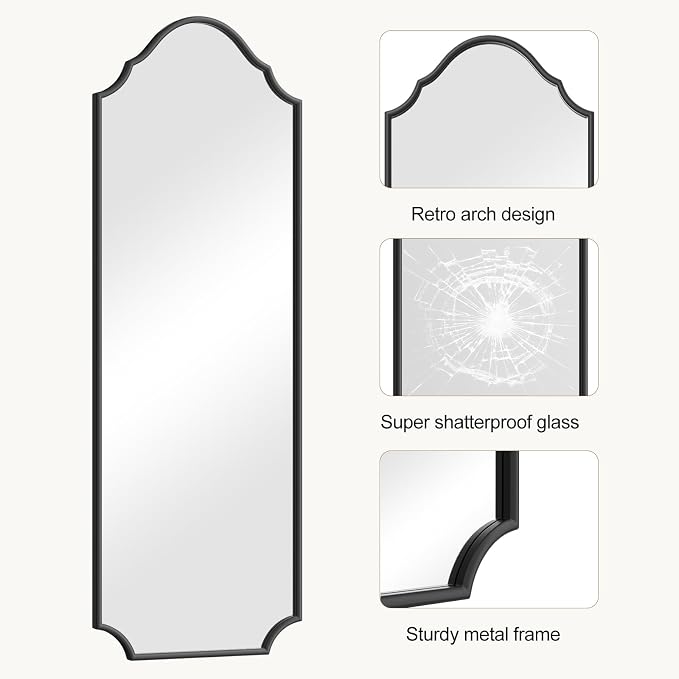 WallBeyond Arched Full Length Mirror Wall Mounted, Living Room, Hanging or - Image 5