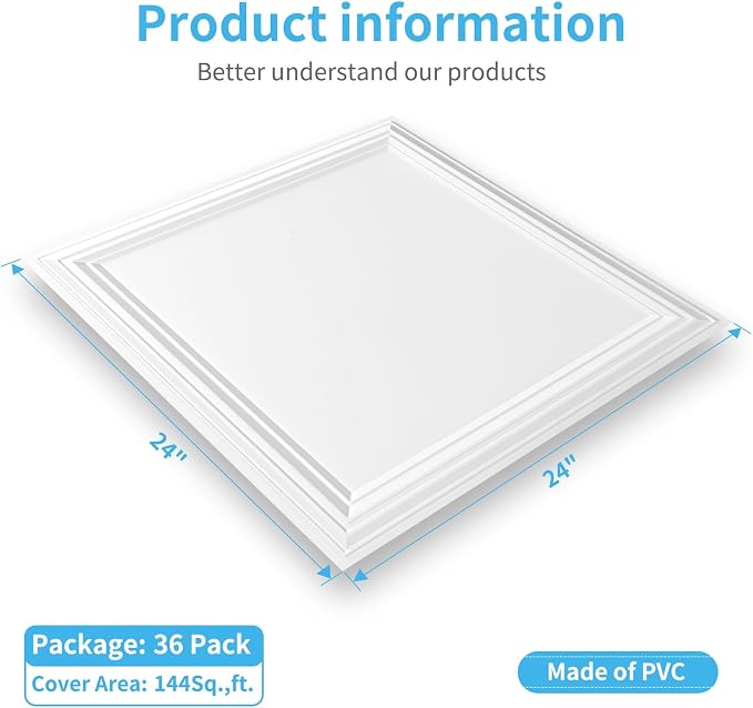 Art3d 36-Pack Drop Relief Ceiling Tiles - Image 2