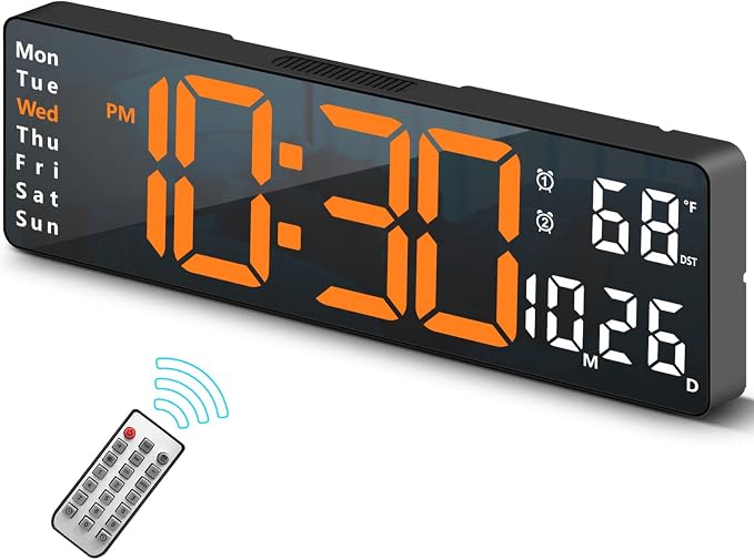 Abovsare Digital Wall Clock for Living Room Decor, Desk Alarm Clock for Bedroom by Abovsare
