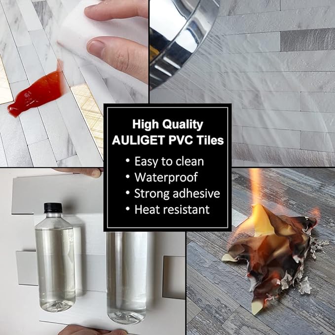 AULIGET 20 Sheets Peel and Stick Backsplash, Distressed Wood Look PVC Wall - Image 5