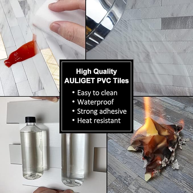AULIGET 40 Sheets Peel and Stick Backsplash, Distressed Wood Look PVC Wall - Image 5