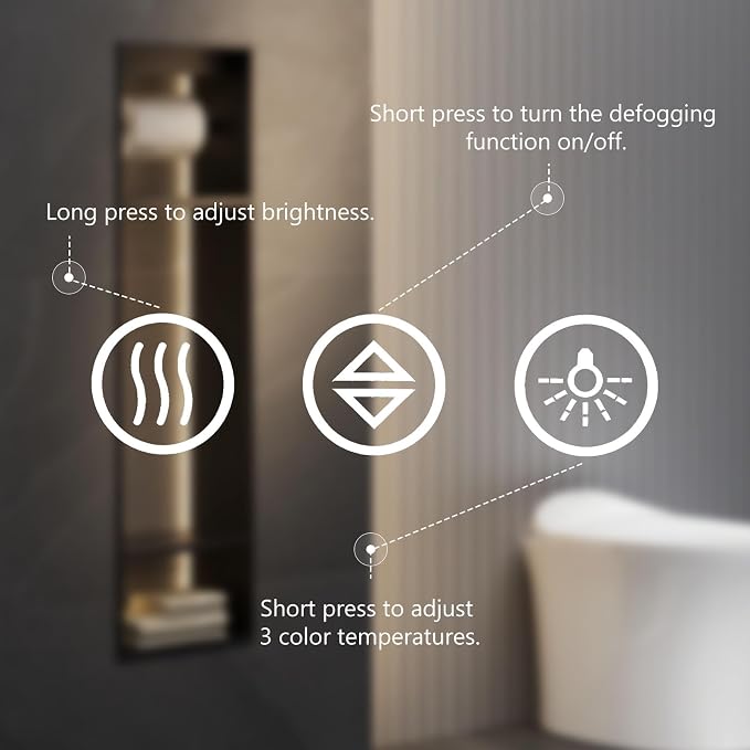 Sweetcrispy 28"x36" Smart Anti-Fog LED Bathroom Mirror - Image 3