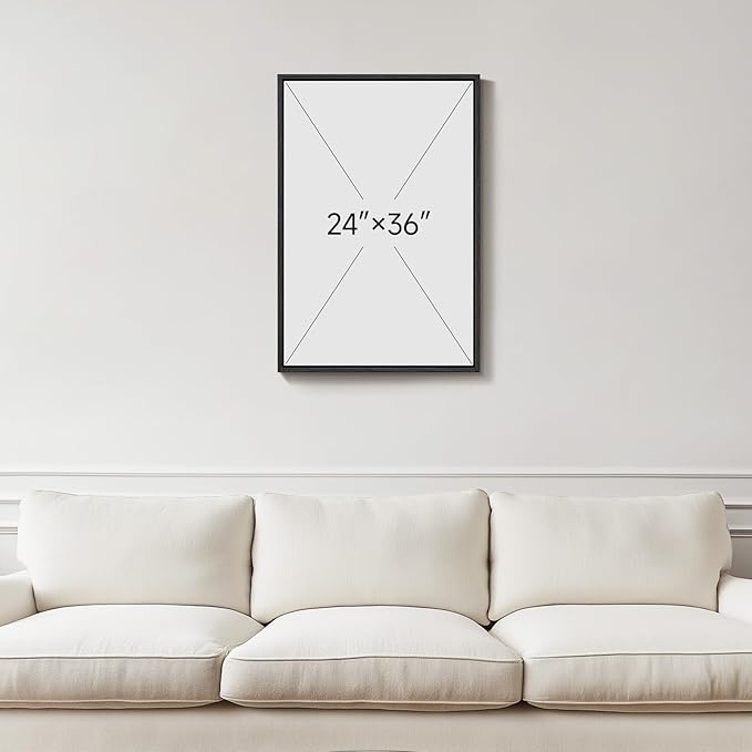 Framed Blue Abstract Wall Art, 1 Piece Large Modern Canvas Prints Paintings - Image 3