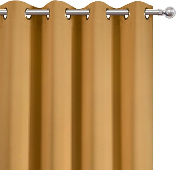 LEMOMO Blackout Curtains 66 x 84 inch/Mustard Yellow Curtains Set of 2 - Image 6