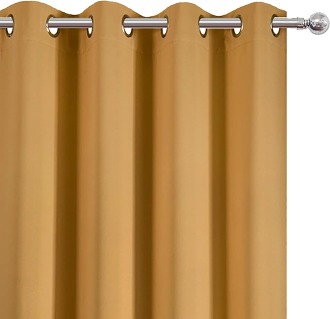 LEMOMO Mustard Yellow Blackout Curtains 66 x 63 Inch Length/Set of 2 Curtain - Image 6