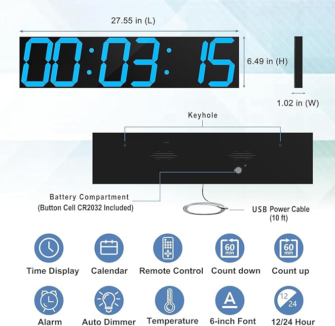 CHKOSDA Digital Wall Clock, Oversize Led Digital Clock Large Display - Image 2